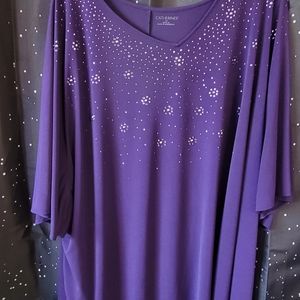 Catherine's 4X purple blouse with rhinestone design.